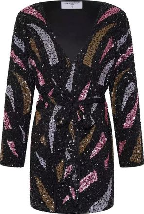 One Teaspoon Paillet Wrap Mini Jurk Delusion - Dames - Feestkleedjes - Zwart - S - Katoen - Kleedjes