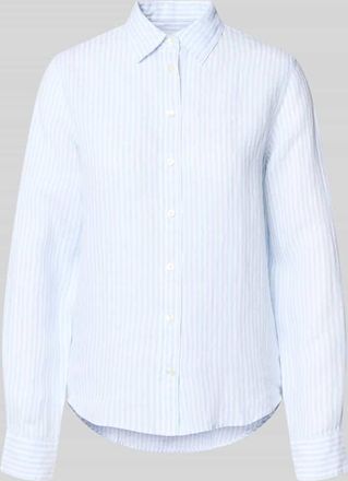 GANT Regular Fit Leinenbluse mit Hemdblusenkragen und Label-Stitching in Hellblau, Gr&ouml;&szlig;e 34