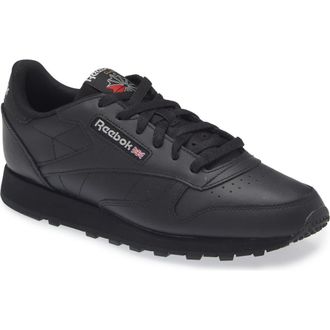 Reebok Classic Leather Sneaker in Core Black/Core Black/Grey at Nordstrom Rack, Size 5.5
