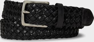 Polo Ralph Lauren Men & apos;s Webbed-Trim Braided Leather Belt