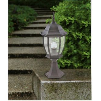 Trade Shop Trade Shop - Lampione Da Giardino 48cm Lanterna In Vetro E27 Luce Da Esterno Alluminio Es45 - Grey