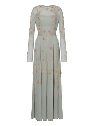 Alberta Ferretti Jurk met geborduurde bloemen - Grijs