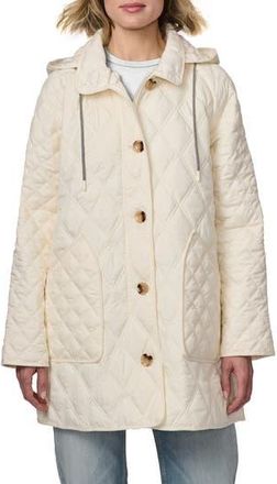Bernardo Diamond Quilted Hooded Liner Jacket in Fresh Cream at Nordstrom Rack, Size Xx-Large