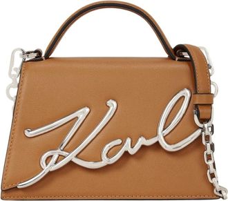Karl Lagerfeld Schoudertas Essentials A1W30038 Bruin - Dames - Handtassen - Bruin - ONE Size - Leer - Tassen