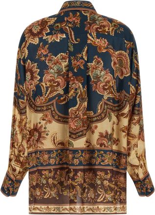 Zimmermann Jacobean Patterned Silk Shirt - Navy