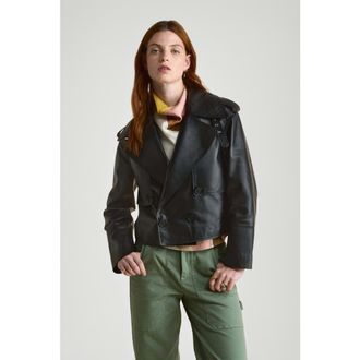 FURNIQ Lola Leather Jacket in Black at Nordstrom, Size Xx-Large