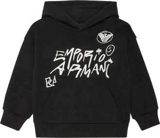 Emporio Armani Hooded Sweatshirt - male - Emporio Armani - Kids Sweatshirts - Black - 8 Y - Kids
