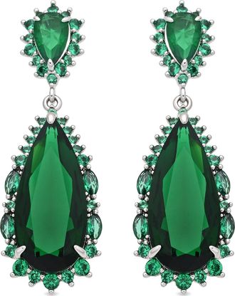 Luxenter Emerald Zirconia Metaallegering Oorbellen Rhodium Afwerking - Cakrolm