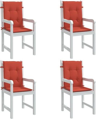 vidaXL Cojines Silla Respaldo Bajo 4 Ud Tela Rojo Melange 100x50x4 Cm Vidaxl