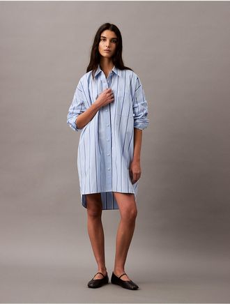 Calvin Klein Jeans Calvin Klein Womens Stripe Relaxed Shirt Dress - Blue - XS