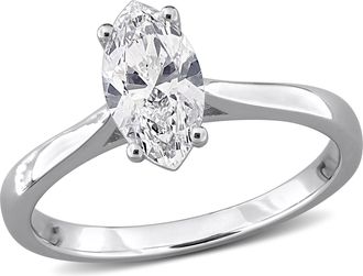 Mimi & Max Created Forever 1ct TGW Marquise or Emerald Cut Lab-Grown Diamond Engagement Ring Sterling Silver