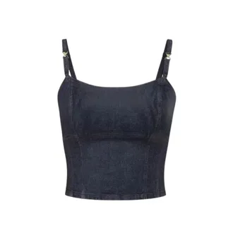 Guess Tops, Dames, Blauw, S, Denim, Mouwloze Tops