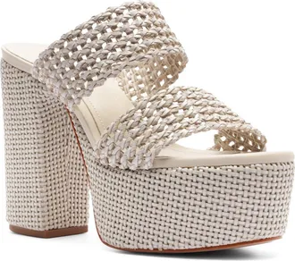 Schutz Aberdeen Platform Slide Sandal in Sugar White at Nordstrom, Size 10.5