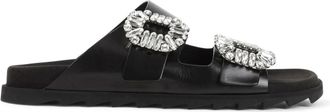 Roger Vivier Zwarte Leren Sandalen Elegante Stijl - Dames - Sandalen - Zwart - 41 EU - Schoenen
