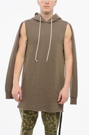 Rick Owens DRKSHDW Cotton Hoodie with Cut-outs and Raw-cut Hem size M
