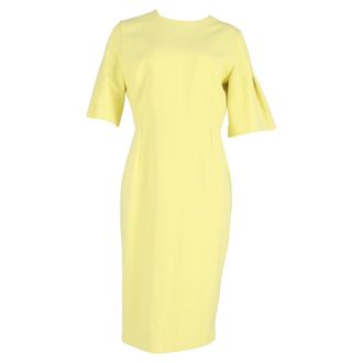 Roland Mouret Bell Sleeve Midi Dress in Yellow Wool