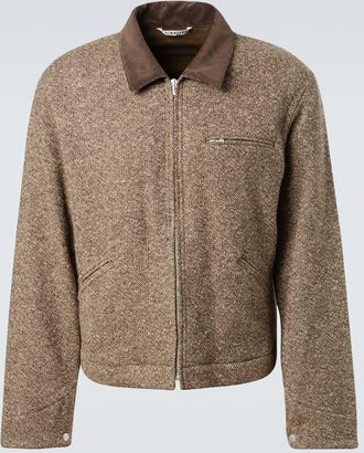 Auralee Corduroy-trimmed wool tweed blouson jacket