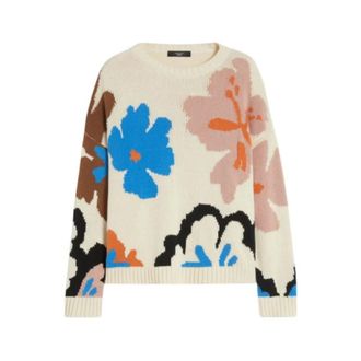 Max Mara Round-neck Knitwear, female, Multicolor, Size: S Crewneck Sweater