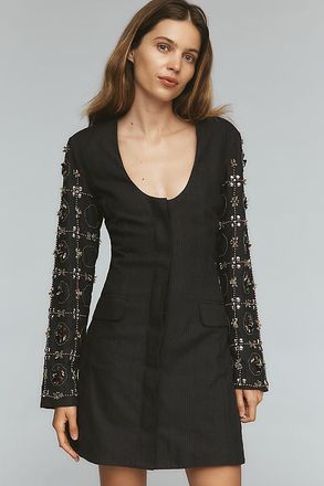 Maeve Long-Sleeve Embellished Blazer Mini Dress