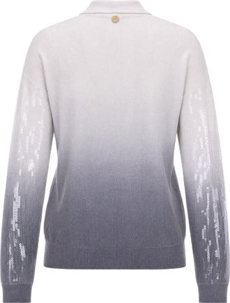Liu Jo Womens Sequin Polo Sweater Grey Shaded Viscose Tops