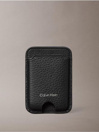 Calvin Klein Mens Foil Logo Magnetic Phone Card Case - Black
