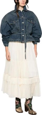 Chlo&eacute; Gelaagde Midi Rok - Dames - Midirokken - Wit - S - Rokken