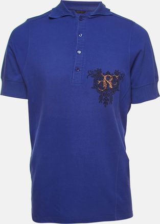 Roberto Cavalli Purple Logo Embroidered Cotton Polo T-Shirt