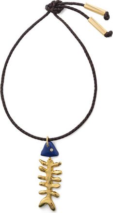 Éliou Bone Pendant Leather Necklace in Gold Plated at Nordstrom