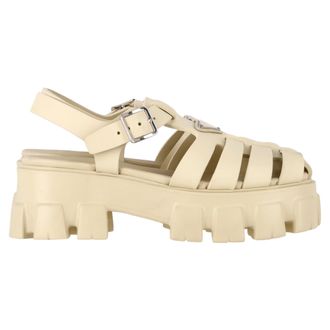 Prada Pre-owned Womens Monolith Platform Sandals in Cream Rubber - Size UK 5.5
