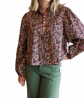 THML Clothing Printed Long Sleeve Buttons Top In Floral
