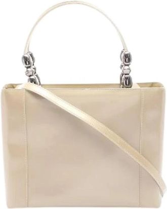 Dior Pre-owned Maris Pearl Handtas van Lakleer - Dames - Vintage Handtas - Beige - ONE Size - Leer - Vintage