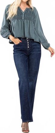 Judy Blue High Waist Button Fly Straight Jeans In Denim