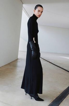 Mango Turtleneck Long Sleeve Knit Dress in Black at Nordstrom, Size 4