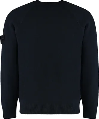 Stone Island Mens Cashmere Crew Neck Sweater Blue Sweatshirts