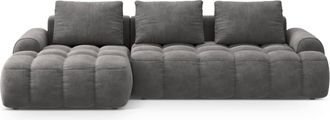 Cosmopolitan Design Sof&aacute; cama esquinero izquierdo con ba&uacute;l 3 plazas terciopelo gris