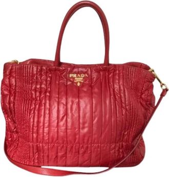 Prada Pre-owned Vintage Tote Bag - Dames - Vintage Shopper - Rood - ONE Size - Nylon - Vintage