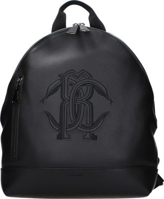 Roberto Cavalli Black Leather Mens Backpack