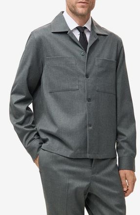 Mango Fluid Pocket Overshirt in Grey at Nordstrom, Size X-Large