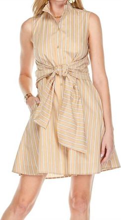 Jade Yoga Back Wrap Dress In Khaki Stripe