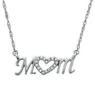 Pompeii3 Diamond Heart Mom Pendant 10k White Gold Womens Necklace Lab Grown