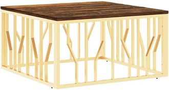 vidaXL Vidaxl - Mesa De Centro Acero Inoxidable Madera Maciza Reciclada Dorada