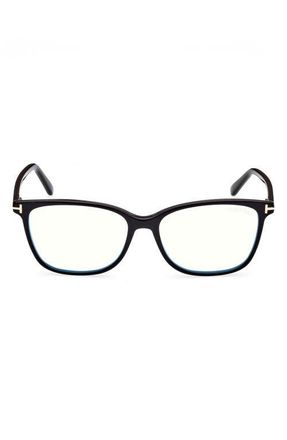 Tom Ford 54mm Square Blue Light Blocking Glasses in Shiny Black at Nordstrom