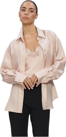 R&oacute;he Silk Shaped Shirt - Dames - Overhemden - Roze - L - Overhemden