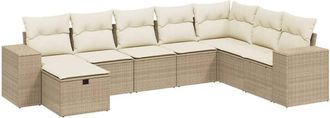 vidaXL Vidaxl - Juego De Sof&aacute;s De Jard&iacute;n Con Cojines Beige 8 Pzas Rat&aacute;n Pe