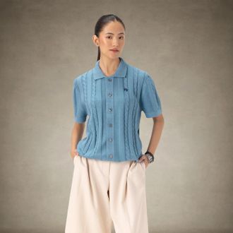 Members Only Womens JC Polo Cable Sweater