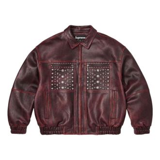 SUPREME SS26 Multi Studded Leather Jacket Burgundy SUP-SS26-353-BGD