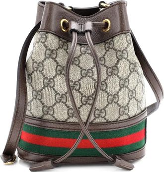 Gucci Ophidia mini bucket-tas met GG gecoat canvas - Bruin