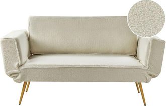 Beliani Beliani - Divano letto moderno minimalista con braccioli regolabili in tessuto bianco sporco Saarela