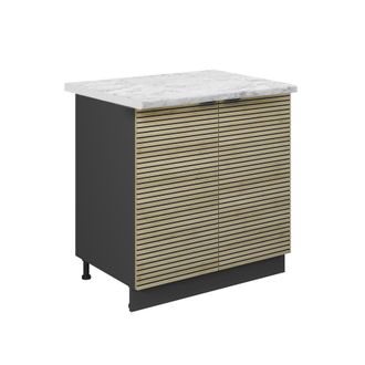 Vicco Armario Bajo Para Fregadero Fame-line, Panel De Roble, 80 Cm Con Estante, Et M&aacute;rmol Vicco