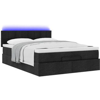 vidaXL Cama Otomana Con Colch&oacute;n Led Negra 140x190 Cm Tela Vidaxl
